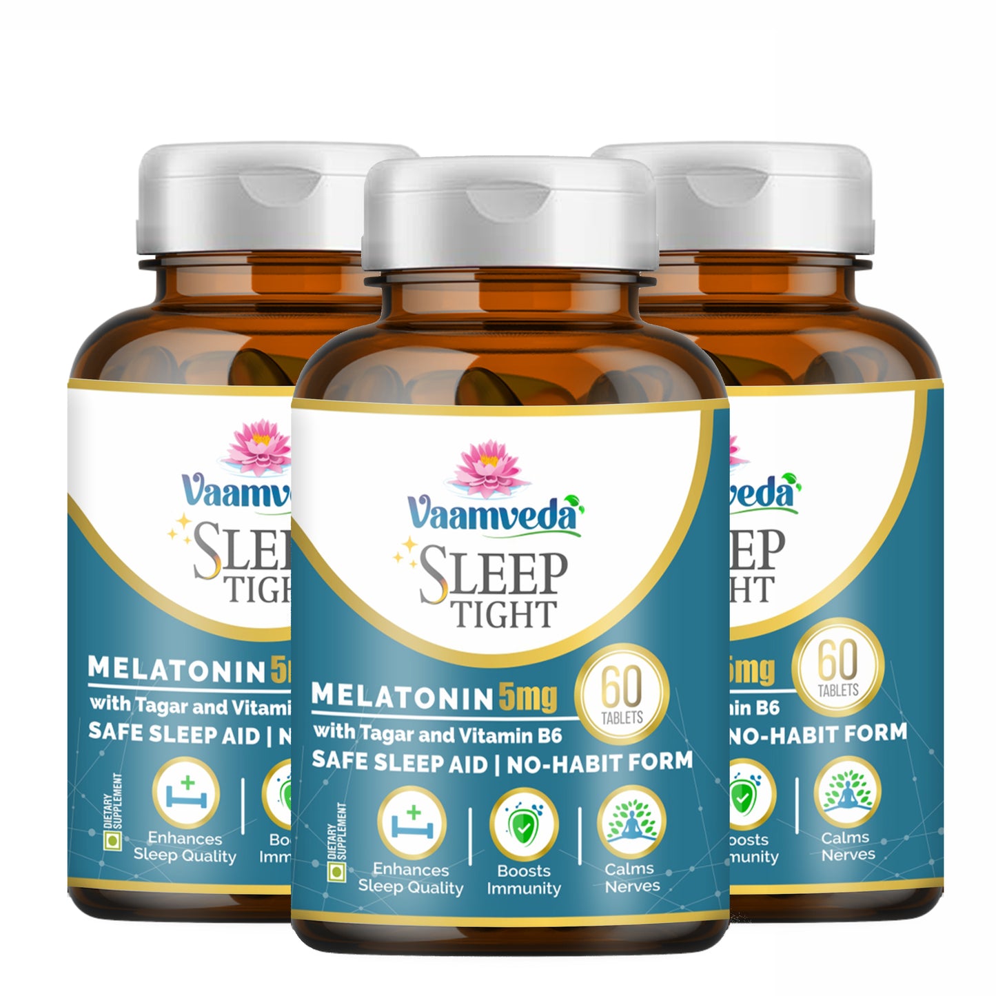 Sleep Tight Sleeping Pills : Melatonin 5mg Sleeping Aid Pill with Tagara & Vitamin B6 Tablet