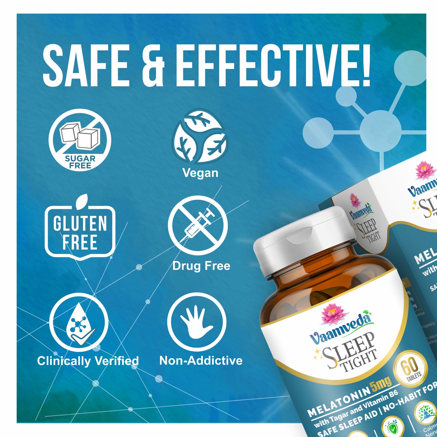 Sleep Tight Sleeping Pills : Melatonin 5mg Sleeping Aid Pill with Tagara & Vitamin B6 Tablet