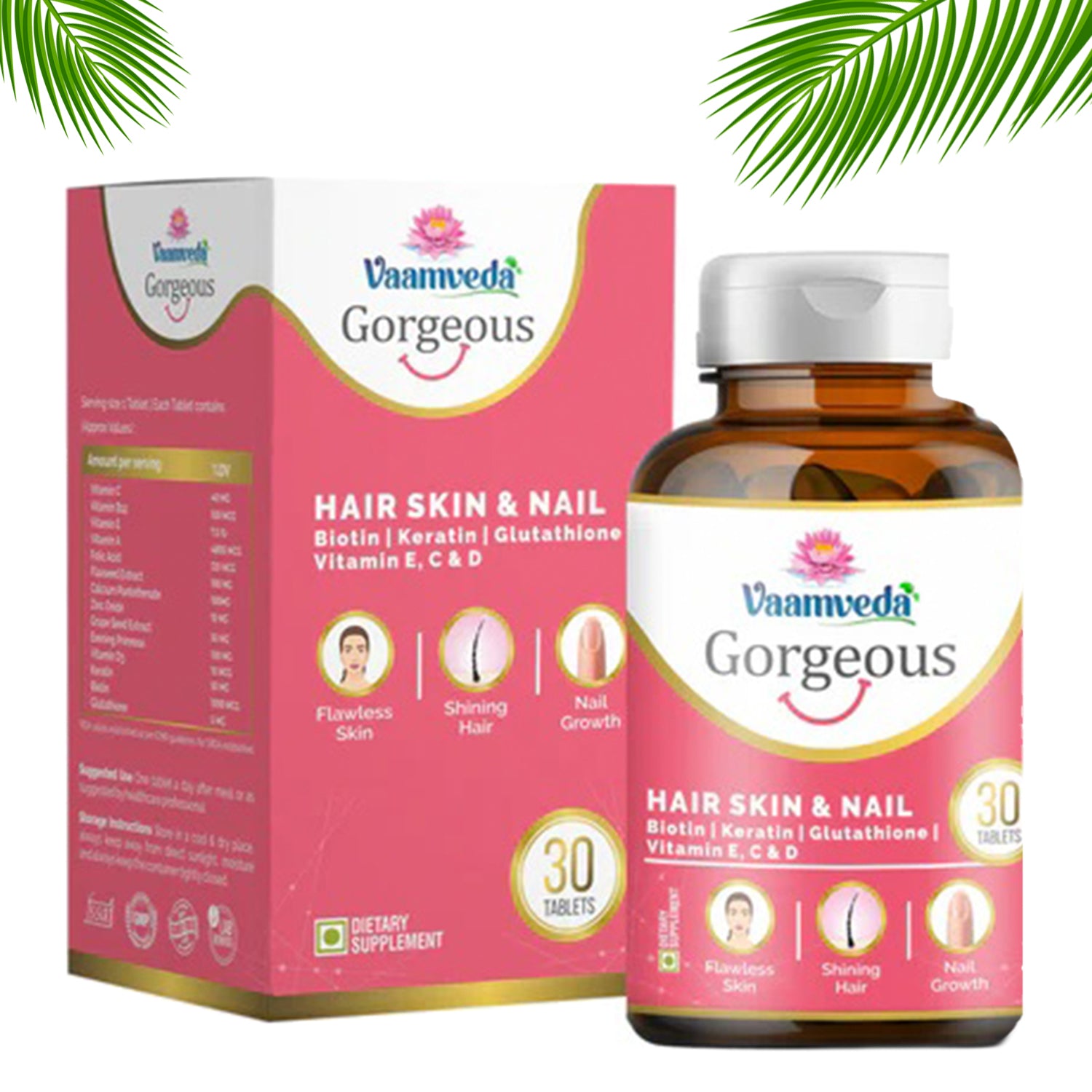 Gorgeous Biotin Keratin Glutathione Hair Skin Vitamins & Minerals Gorgeous Biotin Keratin Glutathione Hair Skin Vitamins & Minerals