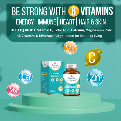 Vitamins B Complex with B12, Calcium Magnesium & Zinc, Folic Acid and Vitamin C