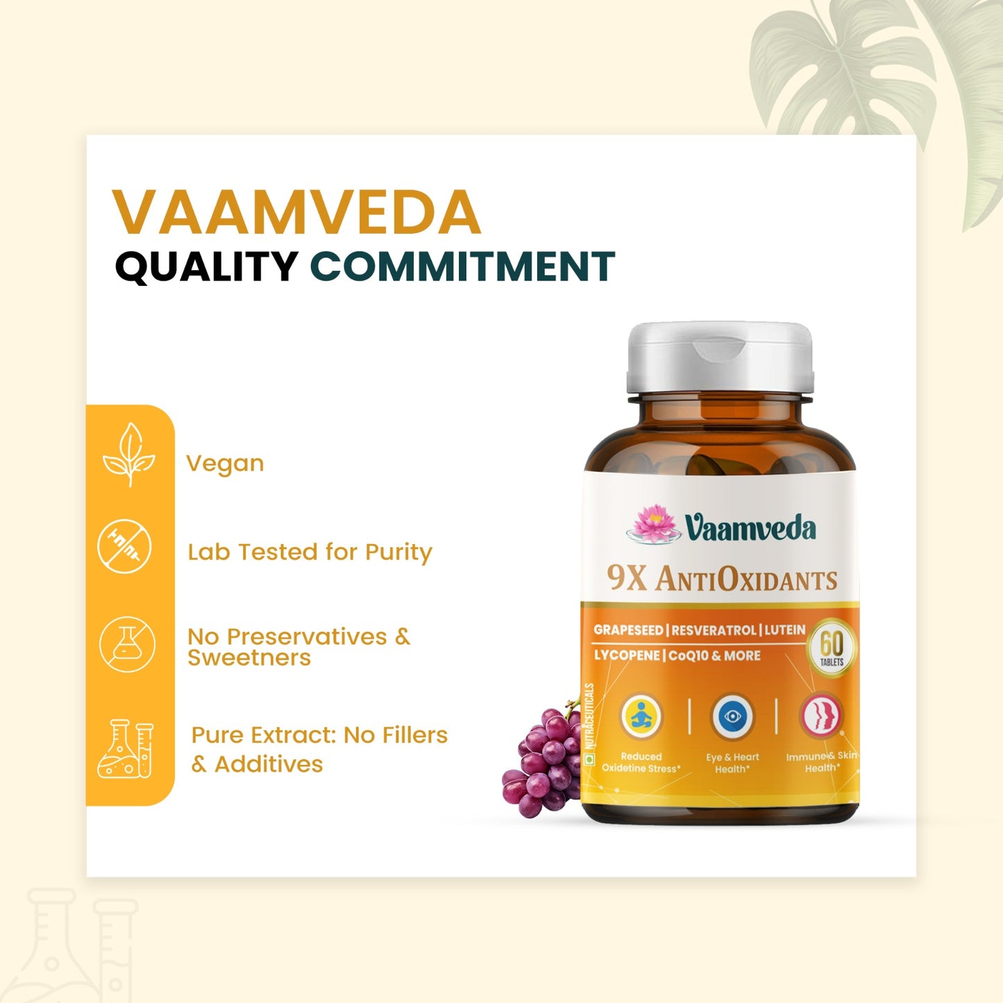 Advanced 9X Anti Oxidants :  Arjuna Extract,CoQ 10, Resveratrol & More