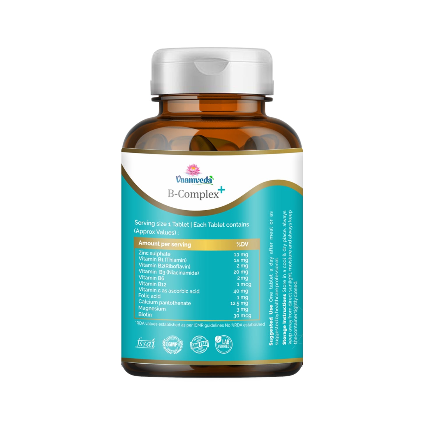 Vitamins B Complex with B12, Calcium Magnesium & Zinc, Folic Acid and Vitamin C