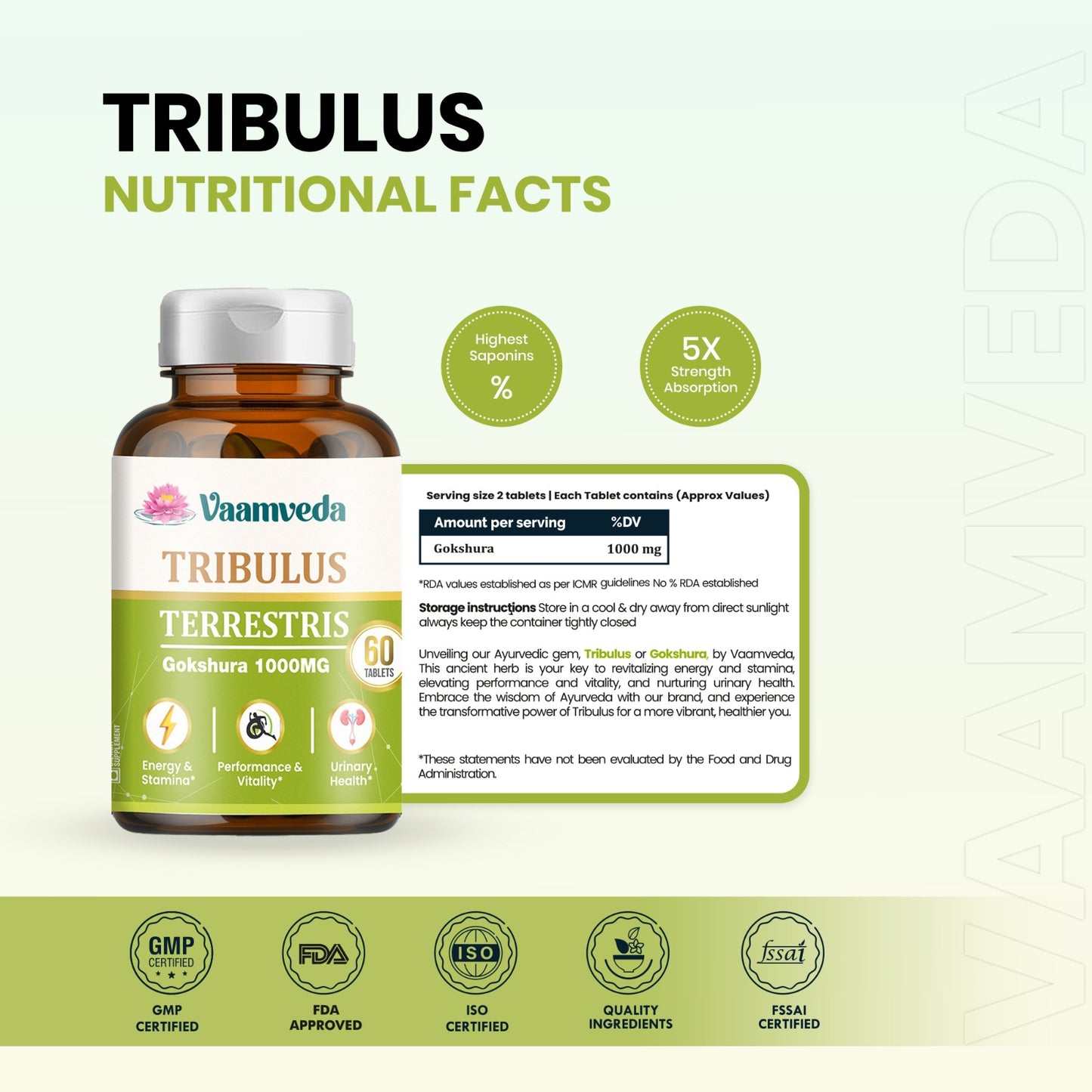 Tribulus Terrestris Gokshura Gokhru 1000MG